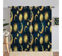 ANHOPE Sun Moon Stars Blackout Curtains 46 x 84 Inch Drop 2 Panels