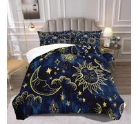 ANHOPE Sun Moon Stars Coverless 140x200cm Duvet with 1 Pillowcase 65x65cm