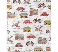ANHOPE Transport Throw Blanket Soft Lightweight Flannel Fleece Blanket Car Airplane Bicycle Print Pattern for Couch Sofa Bed Travel All Season Decorative Throw for Kids Baby Toddler 100 x 130 cm