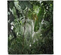 ANHOPE Tropical Blanket Soft Lightweight Flannel Fleece Blanket for Bed Sofa Couch Misty Jungle Rainforest Print Pattern All Season Decorative Throw for Kids Adults Single 130 x 150 cm