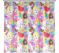ANHOPE Unicorn Shower Curtain Waterproof Anti Mould Mildew Resistant Rainbow Donut Ice Cream Print Pattern Washable Polyester Fabric Bathroom Bathtub Curtain with 12 Hooks 180 x 200 cm