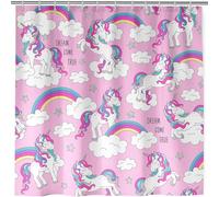ANHOPE Unicorn Shower Curtain Waterproof Polyester Fabric Bathroom Curtain Rainbow Unicorn Cloud Bathtub Drapes Mould and Mildew Resistant Bath Decor Set with 12 Hooks 180 x 180 cm