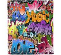 ANHOPE Urban Street Hip Hop Graffiti Throw Blanket 130 x 150 cm | Soft, Warm, Lightweight Flannel Fleece, for Sofa, Bed, Couch, Travel, Camping, All Seasons, Gift for Kids Boys Girls