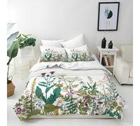 ANHOPE Wildflower Duvet Cover Set 3 Piece Bedding Set Retro Botanical Floral Rustic Flower Herb Print Pattern Soft Comforter Cover with Pillowcase All Season Quilt Cover with Zipper Closure Super King