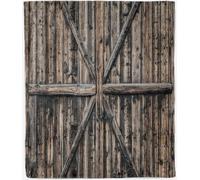 ANHOPE Wooden Barn Door Blanket for Bed Sofa Couch All Season Flannel Throw Rustic Farmhouse Gate Print Pattern Soft Warm Lightweight Fleece Throw Blanket for Kids Adults Twin/Double 150 x 200 cm