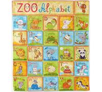 ANHOPE Zoo Alphabet Throw Blanket for Bed 130 x 150 cm | Soft Warm Lightweight Flannel Fleece, for Sofa, Chair, Couch, Travel, Camping, All Seasons, Gift for Kids Boys Girls