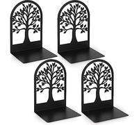 Anhow 2 Pairs Book Ends, Metal Arc Bookends Holders for Children, Schools, Libraries - Black/ 9.3 x 12 x 17.2 cm
