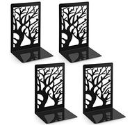 Anhow 2 Pairs Book Ends, Metal Square Bookends Holders for Children, Schools, Libraries - Black/ 9.3 x 12 x 17.2 cm