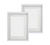 Anhow 2pcs 6x8 Shadow Box Frame with Mount for 4x6 Inches, 3D Picture Frame Display Case Deeper 1.2 Inches with Transparent Glass for Photos, Crafts, Souvenir, Baby Items - White