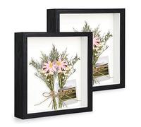 Anhow 2pcs Black 9x9 Inch 3D Shadow Box Frame with Glass, 1.2 Inch Deep Picture Frames Box Display for Photos, Crafts, Souvenirs, Baby Items