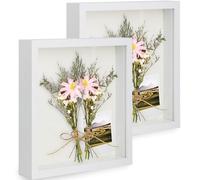 Anhow 2pcs Shadow Box Frame 7x9.5 Inch, 3D Box Frames with Glass for Crafts 1.2 Inch Deep Picture Frames Box Display for Photos, Crafts, Souvenir, Baby Items - White