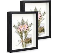 Anhow 2pcs Shadow Box Frame 8x10 Inch, 3D Box Frames with Glass for Crafts 1.2 Inch Deep Picture Frames Box Display for Photos, Crafts, Souvenir, Baby Items - Black