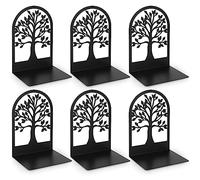 Anhow 3 Pairs Book Ends, Metal Arc Bookends Holders for Children, Schools, Libraries - Black/ 9.3 x 12 x 17.2 cm