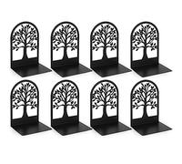 Anhow 4 Pairs Book Ends, Metal Arc Bookends Holders for Children, Schools, Libraries - Black/ 9.3 x 12 x 17.2 cm