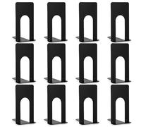 Anhow 6 Pair Book Ends, Metal Bookends Holder Shelf for Children, School, Library - Black/ 12pcs (69 x 100 x 130 mm)