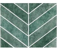 ANHUIB 12Pcs Green Marble Peel and Stick Tile Stickers Green Waterproof Self-Adhesive Tile Transfers Vinyl Herringbone Wall Tiles Large Format Chevron Stick on Tiles for Kitchen Backsplash Bathroom