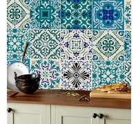 ANHUIB 18 Pcs Tile Stickers for Kitchen Bathroom Wall Decals Stick on Wall Tile Vintage Style Tile Stickers 15×15cm Peel and Stick Tile Kitchen Stickers Self Adhesive Waterproof Mural Decal Bathroom