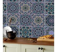 ANHUIB 18 Pcs Tile Stickers for Kitchen,Moroccan Tile 15x15cm,Peel and Stick Tile Decals,Self Adhesive Tile Stickers,Bathroom Wall Tiles Waterproof,Sticker Decal Vintage Wall Tiles