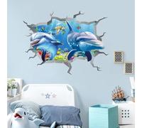 ANHUIB 3D Ocean Wall Stickers,Children's Room Underwater Animal Wall Sticker Decoration,Animal Wall Stickers,Under The Sea Wall Decals for Nursery,Baby Nursery Kids Boys Bedroom Living Room Wall Decor