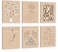 ANHUIB 6 Pcs Framed Christian Canvas Wall Art Boho Biblical Wall Art Bible Stories Artwork Jesus Religious Paintings Christian Wall Decor for Living Room Bedroom Office Prayer Room Bible Gifts 20x25cm