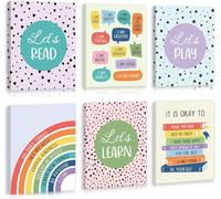 ANHUIB 6 pcs Motivational Wall Art Framed Kids Affirmation Canvas Poster Inspirational Artwork Set for Classroom Colorful Positive Quote Decor for Nursery Toddler Kids Room Playroom Daycare 20×25cm