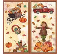 ANHUIB Autumn Window Stickers Maple Leaf Pumpkin Window Clings Autumn Decorations Window Clings Autumn Double Sided Decals for Glass Living Room Windows Display Thanksgiving Fall Party Home Decor