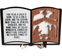 ANHUIB Bible Ornaments Christmas Nativity Scene Set for Tables 3D Christian Christmas Decor Tabletop 3D Jesus Xmas Religious Wood Decoration
