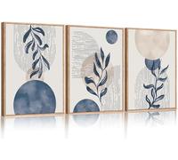 ANHUIB Boho Plant Wall Art Set of 3 Abstract Bohemian Wall Decor Abstract Geometric Line Wall Painting Mid Century Modern Geometric Wall Painting Botanical Framed Art Print for Living Room Bedroom