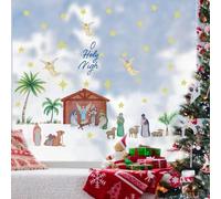 ANHUIB Christian Christmas Window Clings Nativity Scene Window Stickers O Holy Night Window Clings Christmas Christian Window Cling Religious Nativity Wall Stickers for Party Home Living Room Bedroom
