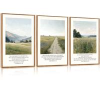 ANHUIB Christian Framed Canvas Wall Art Set Rustic Landscape Scripture Wall Decor Religious Bible Verse Wall Painting Botanical Art Prints For Living Room Bedroom Dining Room Office Church 30×40cm