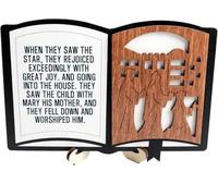 ANHUIB Christian Nativity Scene Wooden Tabletop Set, Small, Bible Gifts for Women, Wood Christmas Ornaments, Birth of Jesus Christmas Desktop Wooden Display Ornaments, Xmas Home Decorations