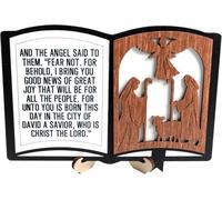 ANHUIB Christmas Nativity Scene Set Bible Ornaments for Tables Christian Christmas Decor Tabletop 3D Jesus Xmas Religious Wood Decoration