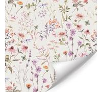ANHUIB Colorful Boho Floral Wallpaper 17”x118” Pink Decorative Room Wallpaper Self Adhesive Peel And Stick Contact Paper Girls Room Various Wildflowers And Butterfly Wall Paper for Bedroom Living Room