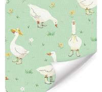 ANHUIB Cute Geese Wallpaper Funny Farm Animal Contact Paper Boho White Goose Flower Self Adhesive Paper(44x300cm) Animal Wallpaper for Kids Room Cartoon Goose Wall Sticker for Nursery Kitchen Bathroom