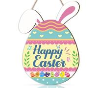 ANHUIB Easter Wooden Sign Happy Easter Wooden Hanging Plaque Easter Ornaments for Door Wall Easter Accessories Egg Bunny Hanging Supplies for Indoor Outdoor Easter Bunny Garden Ornaments Outdoor Decor