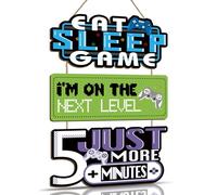 ANHUIB Game Hanging Wooden Sign Gamer Room Wall Decor Eat Sleep Video Gaming Room Wall Art Gaming Bedroom Accessories Birthday Gifts for Teenage Boys Bedroom Accessories Men Cave Door Sign Decoration