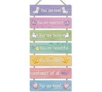 ANHUIB Inspirational Wall Decor Unicorn Aesthetic Girl Room Wall Art Motivational Room Decor Positive Saying Wooden Wall Hanging Sign For Teen Girl Toddler Room Nursery Decor Kids Positive Wall Signs