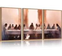 ANHUIB Jesus Last Supper Bible Story Wall Art Set Boho Christ Christian Easter Gifts Canvas Framed Artwork Neutral Spiritual Religious Faith Decor Prints for Living Room Bedroom Office Home 30×40cm