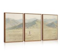 ANHUIB Jesus Leaves The 99 Parable of The Lost Sheep Framed Canvas Wall Art 3 Panels Boho Mountain Nature Landscape Artwork Prints Large Religious Christian Bible Story Gift Decor for Home Bedroom