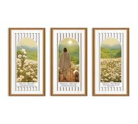 ANHUIB Jesus Wall Art Bible Verses Wall Decor Christian Wall Art With Frame Jesus Leaves The 99 Sheep Artwork Boho Floral Christian Wall Decor Bible Art Set Christ Religious for Living Room Bedroom