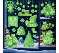 ANHUIB Merry Christmas Luminous Window Sticker Christmas Window Decor Xmas Luminous Decoration Winter Snowman Window Clings Snowflake Santa Claus Glow In The Dark Wall Decal for Home Party Office Room