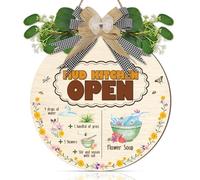ANHUIB Mud Kitchen Open Sign Kids Mud Kitchen Wooden Hanging Sign Rustic Outdoor Plaque with Nature Bug Prints for Kids Outdoor Garden Garden Play Areas Playhouses Outdoor Toys Accessories