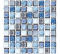 ANHUIB Peel and Stick Wallpaper,Bathroom Stick on Tiles,Blue Kitchen Tile Decal,Bathroom Wallpaper Waterproof,Tile Wallpaper Self Adhesive,Kitchen Sticky Tile Backsplash,Mosaic Tile Sticker,44 × 300