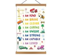 ANHUIB Positive Affirmations Wall Decor for Kids Inspirational Quotes Poster Canvas Car Motivational Wall Art for Boys Bedroom I AM KIND Nursery Playroom Boys Girls Teens Room Classroom Decoration