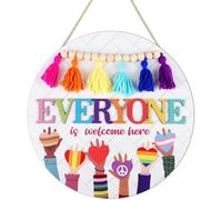 ANHUIB Pride LGBT Party Decor Gay Pride Hanging Wooden Sign Decorations Everyone is Welcome Here Pride Day LGBT Rainbow Decorations for Pride Month Party Celebration Outdoor Bar Street Parade Carnival