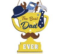 ANHUIB The Best Dad Ever Wall Art Dad's Workshop Hanging Sign Father's Day Wall Decoration Garage Signs for Men Workshop Wall Plaque Man Cave Wooden Ornament For Dad Grandad Stepdad Birthday Gift