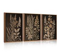 ANHUIB Vintage Botanical Fern Framed Canvas Wall Art Set,Black and Tan Plant Leaf Wall Decor,Netural Minimalist Herb Floral Art Print,Modern Farmhouse Wall Painting for Living Room,Bedroom