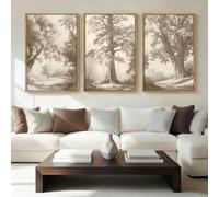 ANHUIB Vintage Tree Wall Art Framed Tree Sketch Antique Painting Neutral Forest Wall Decor 16x24 Inch Set of 3 for Living Room Bedroom