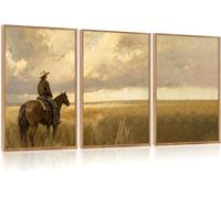 ANHUIB Western Cowboy Framed Wall Art Set Vintage Neutral Southwestern Horse Riding Canvas Artwork Mid Century Modern Ranch Gobi Desert Landscape Decor for Man Cave Boys Bedroom Living Room 30×40cm