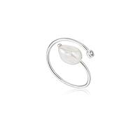 ANIA HAIE 925 Sterling Silver Adjustable Baroque Freshwater Pearl Ring, Rhodium Plated